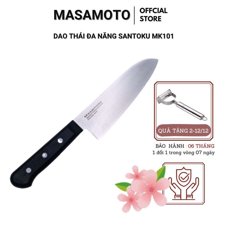 Dao xuất Nhật Masamoto đa năng thái rau, củ quả Santoku165 MK101 hàng chính hãng