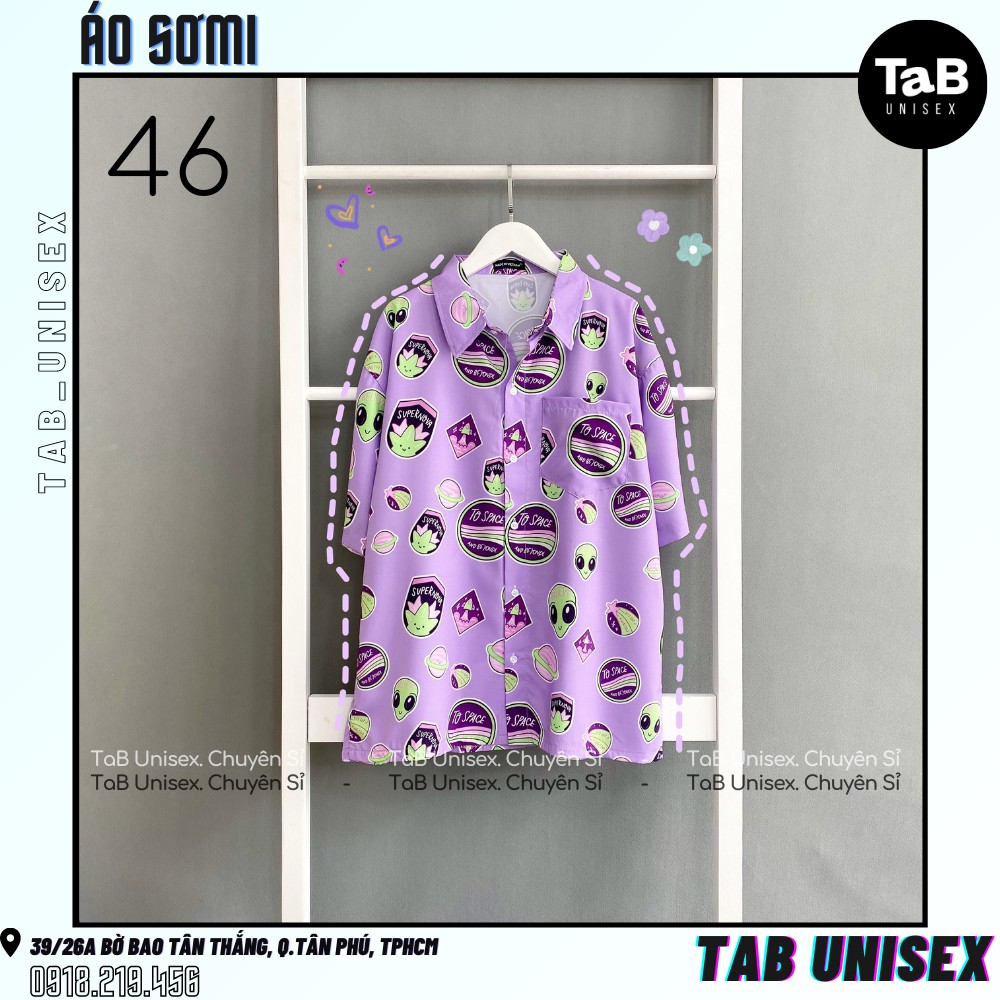 Áo Sơ mi unisex họa tiết form rộng V2  - TAB UNISEX