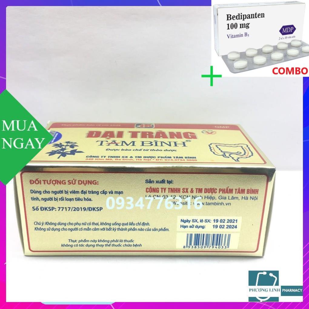 Combo Bedipanten 100mg +  ĐẠI TRÀNG TÂM BÌNH hộp 5 vỉ x 12 viên
