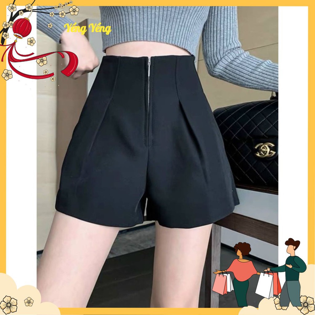 QNU39 - QUẦN SOOC VẢI CẠP CAO KHOÁ MÓC TRÒN