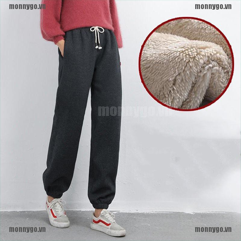 Quần Dài Tập Thể Thao Lót Lông Cừu Dày Dặn Thời Trang Mùa Đông Cho Nữ | BigBuy360 - bigbuy360.vn