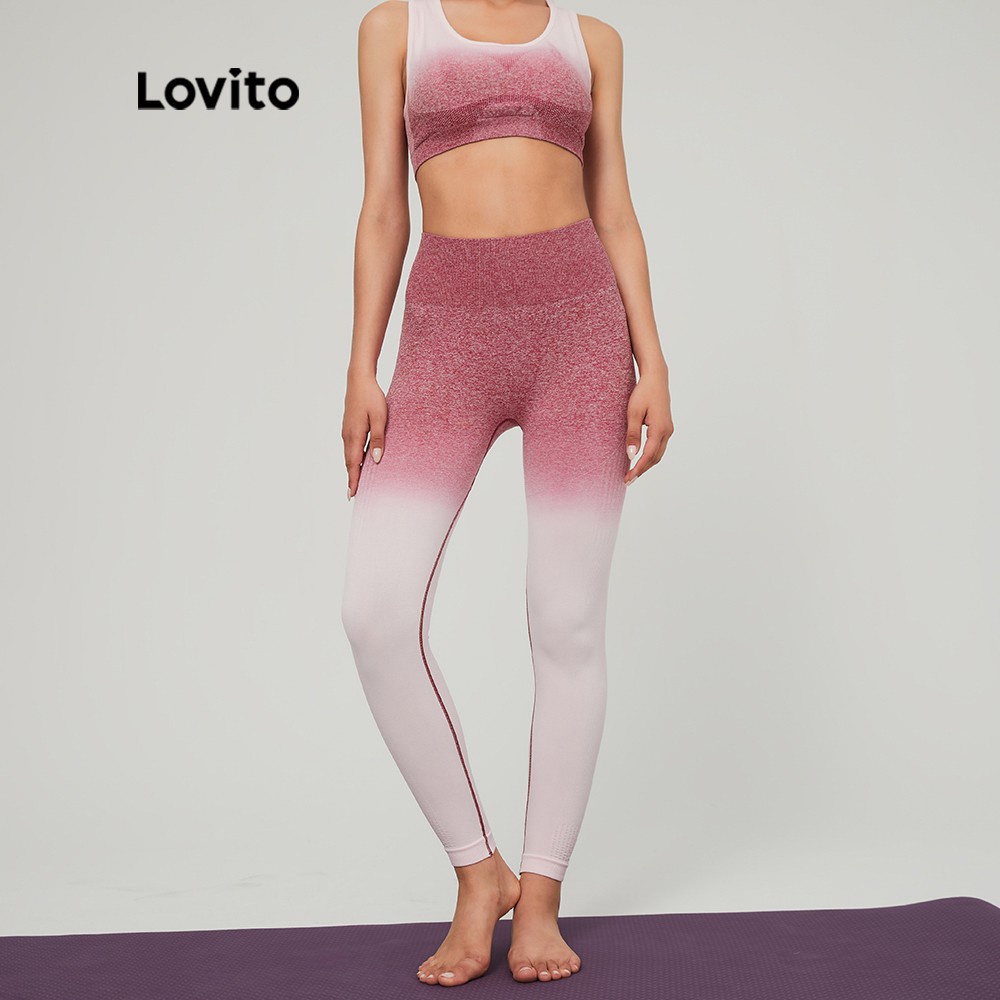 Quần Legging Lovito Bó Sát Phong Cách Thể Thao Thời Trang L03013 (Màu Đỏ Gradient) | BigBuy360 - bigbuy360.vn