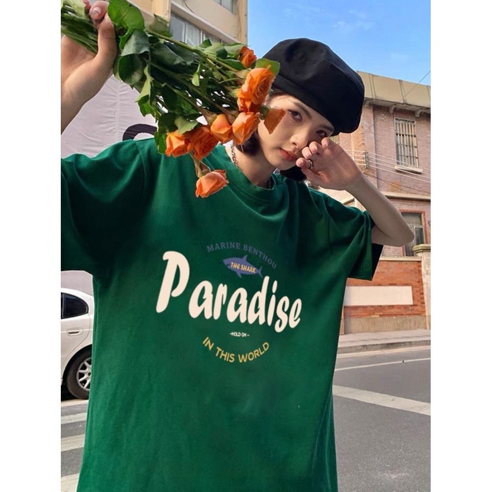 Áo Thun Tay Lỡ PARADISE Form Rộng Nam Nữ Basic Phong Cách Năng Động Màu Sắc Trẻ Trung Ulzzang Unisex (Ảnh Thật/ Có Sẵn)