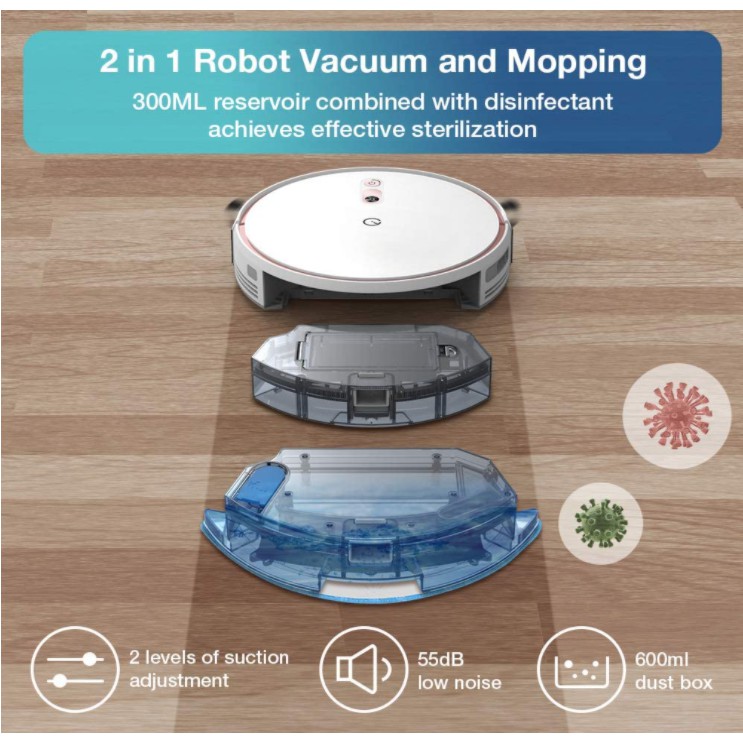 Robot hút bụi lau nhà Yeedi K700, Hút mạnh mẽ 2000Pa, vừa hút vừa lau, điều hướng thông minh