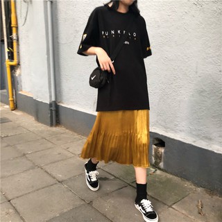 [ORDER] Chân váy xếp ly lụa satin màu vàng gold cực độc V075