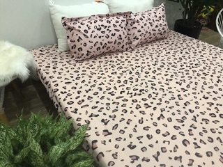 Bộ chăn ga gối poly cotton da báo