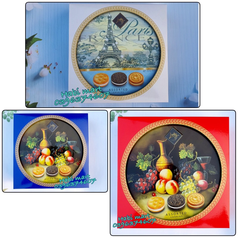 [HÀNG TẾT 2022]💖MẪU MỚI 2022💖 Bánh quy tổng hợp Lucky Sun Asorted Thái hộp thiếc vuông 310g