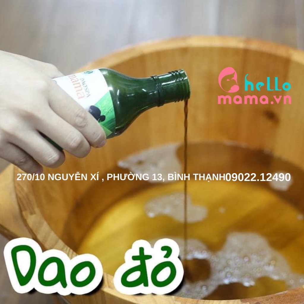 Nước tắm cho mẹ sau sinh Dao'spa mama Dao đỏ, DK Pharma (tắm khô 2 giờ sau sinh, giảm đau nhứt, phòng nhiễm lạnh)