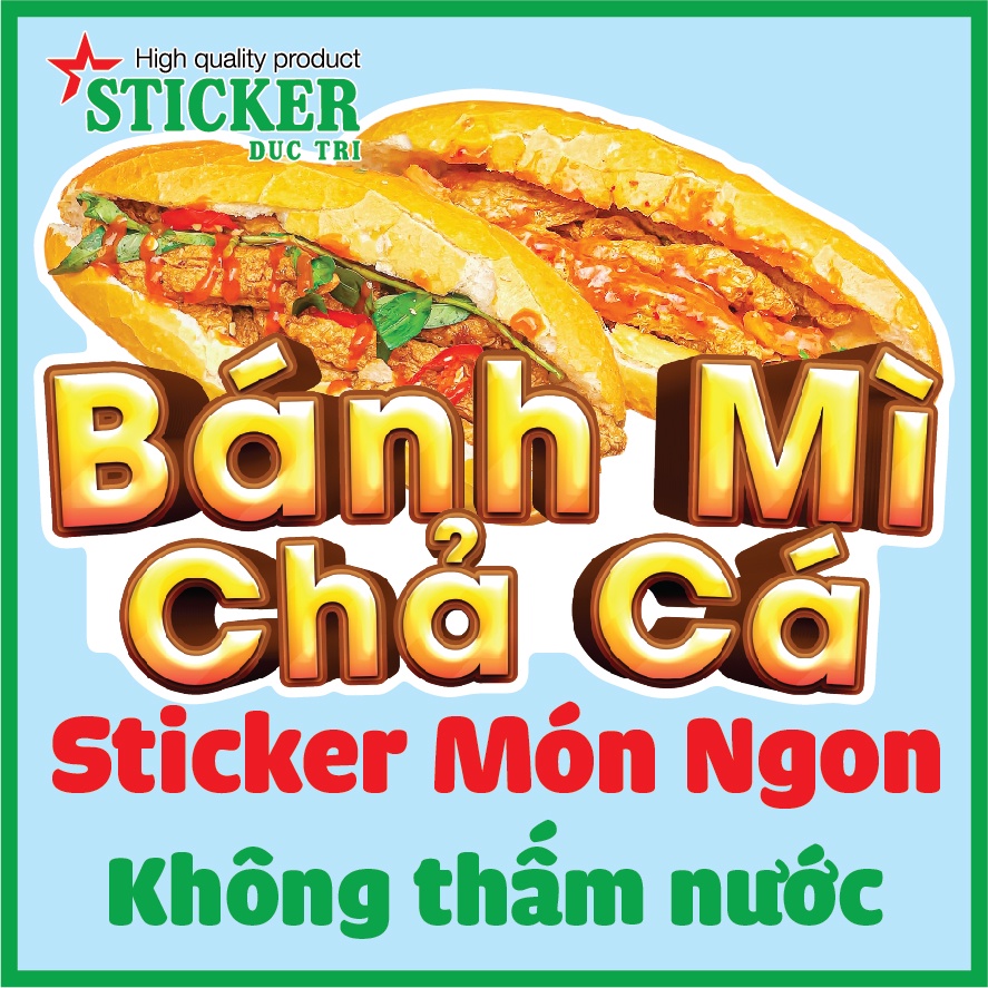 STICKER DECAL DÁN HÌNH  BÁNH MÌ  BÁNH MÌ CHẢ CÁ,  BÁNH MÌ THỊT PATÊ, BÁNH MÌ ỐP LA... DÁN TỦ KÍNH, TƯỜNG.