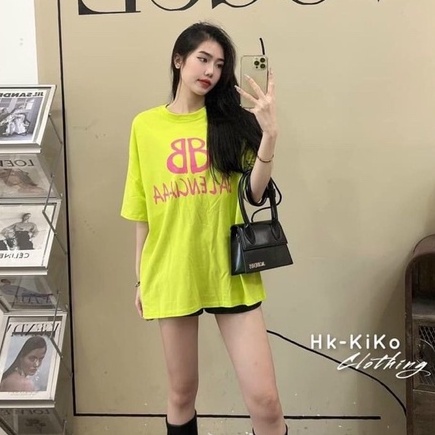 Áo phông nữ dáng dấu quần cổ tròn, Áo thun form dài dấu quần in BB AP1205 - NhiNhi Shop