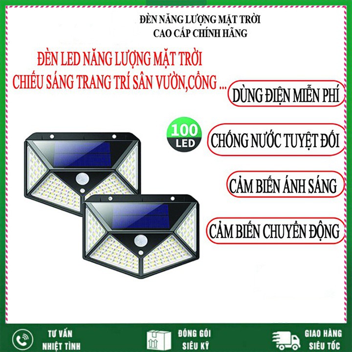 Đèn LED đa giác năng lượng mặt trời cảm biến hồng ngoại 100 bóng siêu sáng, chống nước 100%