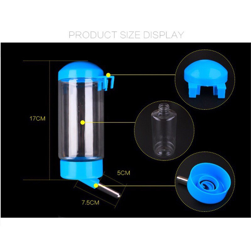 Bình Nước tự động treo gắn chuồng thú cưng cao cấp - 350ml hoặc 400ml ( chó , mèo , thỏ...) GIAO MÀU NGẪU NHIÊN .