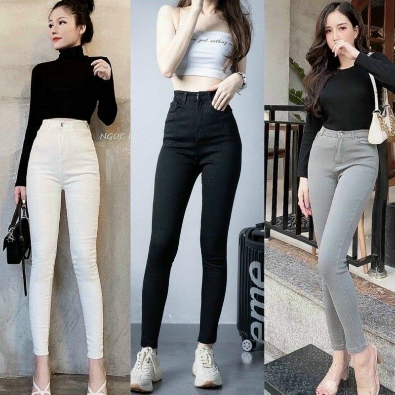 Quần Jeans Nữ - Quần Bò Giấy Nữ 1 Cúc Cạp Cao Nâng Mông