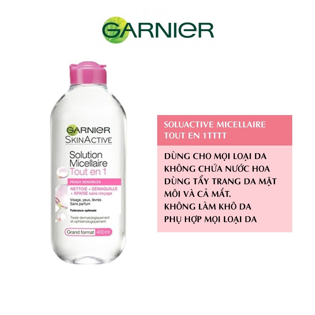 Nước tẩy trang Garnier Micellar Water dành cho mọi loại da 400ml