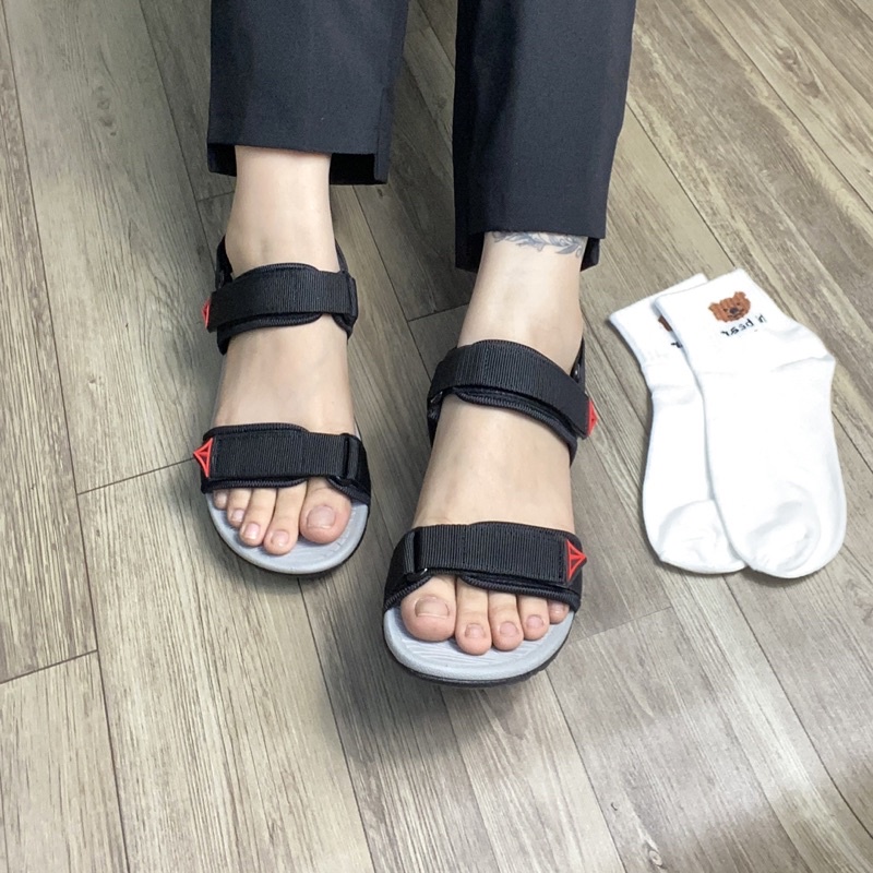 Giày Sandal Nam Genki Màu Đen Quai Ngang Thời Trang Học Sinh Đi Học Chính Hãng VL02