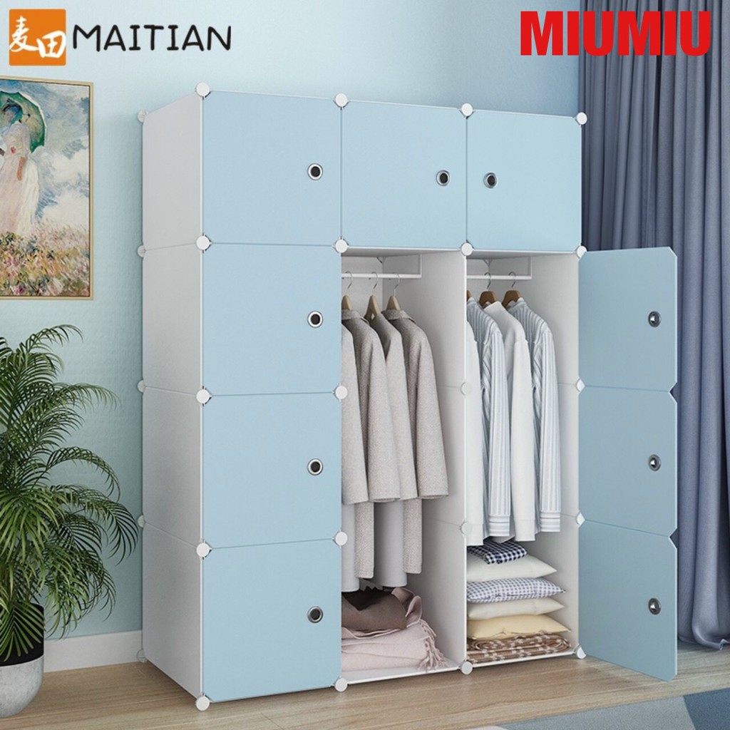 Tủ nhựa ghép-Tủ quần áo MIUMIU 12 ngăn loại khổ lớn sâu 47 cm