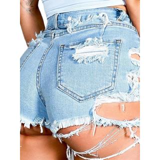 ✦Ld-quần Short Denim rách dành cho nữ, Quần jean ngắn khổ sở Mid Rise Frayed Raw Hem