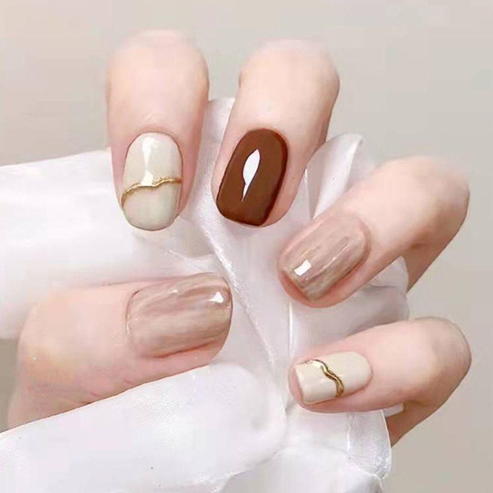 Móng Tay Giả Ngắn Tháo Rời Được Hình Hoa Trang Trí Nghệ Thuật