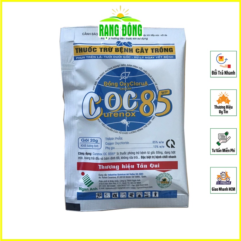 COC 85 - Chế Phẩm Trừ Nấm, Trừ Bênh Thán Thư, Rỉ Sắt Trên Cây Trồng (gói 20gram) - Hạt Giống Rạng Đông