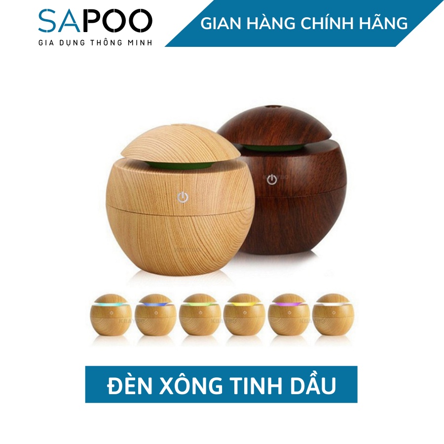 Máy xông tinh dầu tạo độ ẩm không khí Máy khuếch tán tinh dầu phun sương hình tròn để bàn đèn led 7 màu - Gia Dụng SAPOO