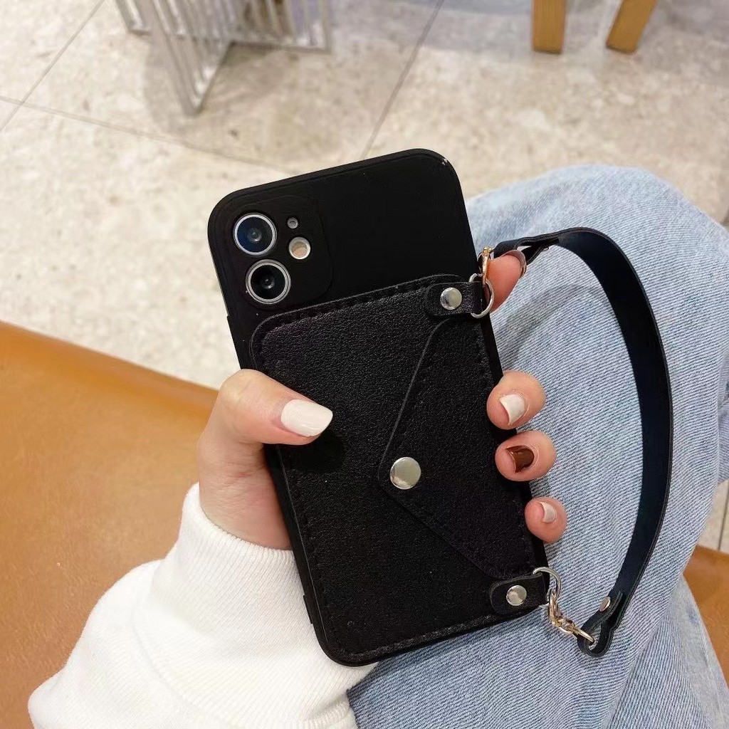 Ốp điện thoại mềm gắn ví đựng thẻ thích hợp cho iPhone X XS XR XS MAX 7Plus 8Plus 11 11 pro max 12 12 pro 12 pro max
