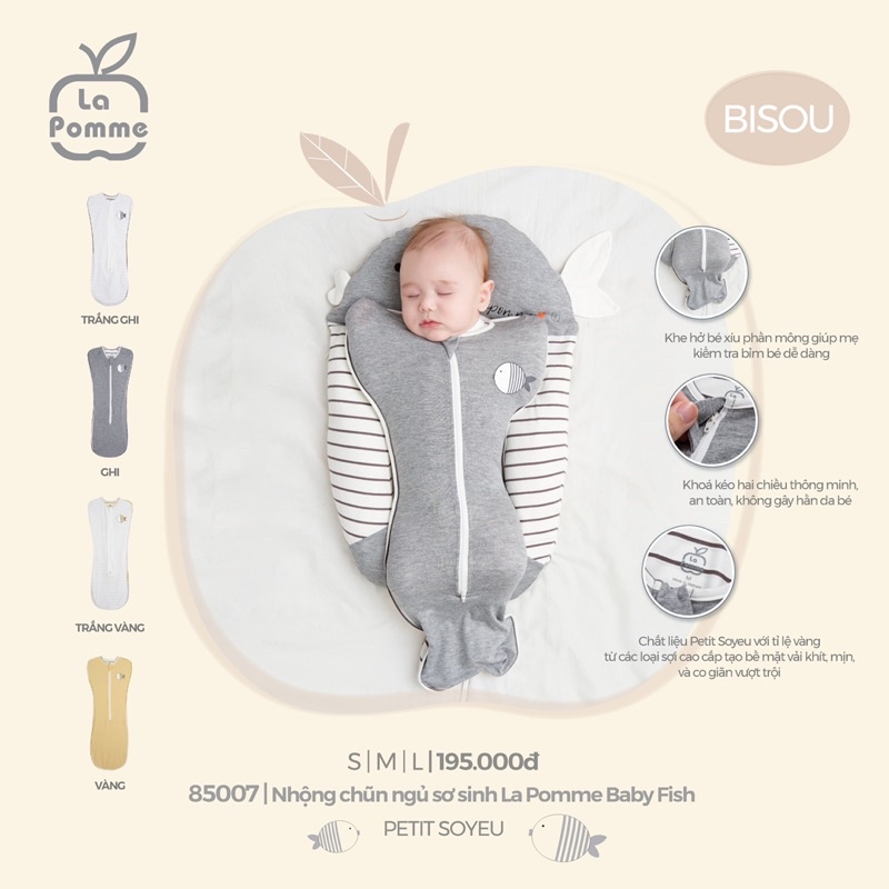 La Pomme quấn chũn sơ sinh cho bé baby fish AW2022