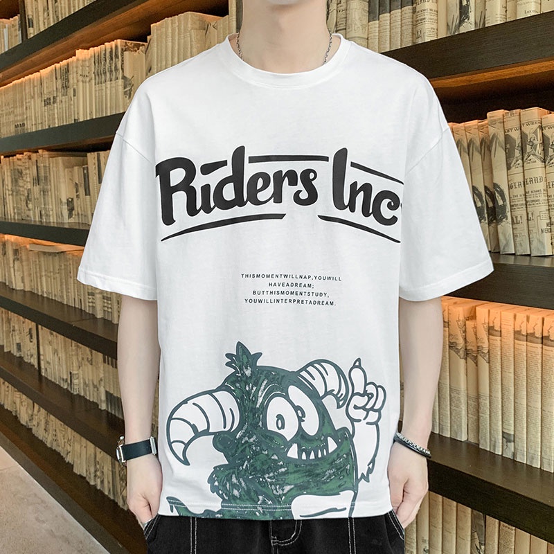 Áo Thun Tay Ngắn Cổ Tròn Dáng Rộng Phong Cách Hip Hop Thời Trang Mùa Hè Cho Nam