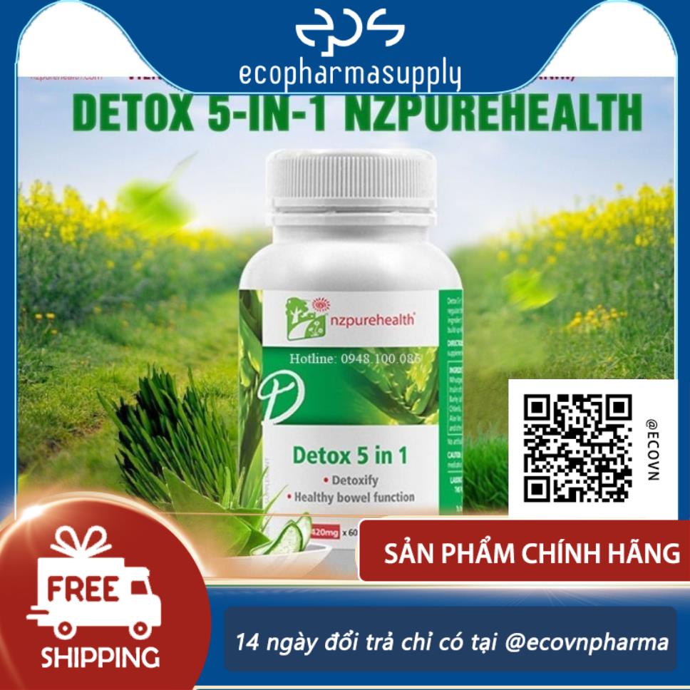 Thanh Lọc Cơ Thể (Đường ruột, gan…) Detox 5in1 NZPureHealth 60 viên