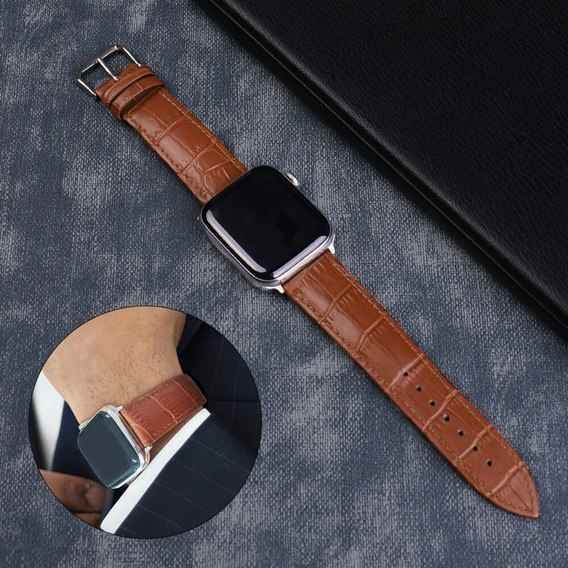 Dây Apple Watch ♥️FREESHIP♥️ da cá sấu Genuine Leather dùng cho series 1/2/3/4/5/6/SE size 38/40mm và 42/44mm