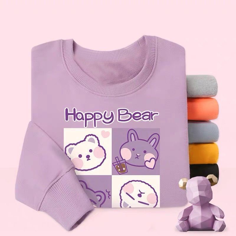 Áo Len Nữ Cổ Tròn Dài Tay Cổ Tròn Họa Tiết Anime Dày Dặn Lót Lông | BigBuy360 - bigbuy360.vn