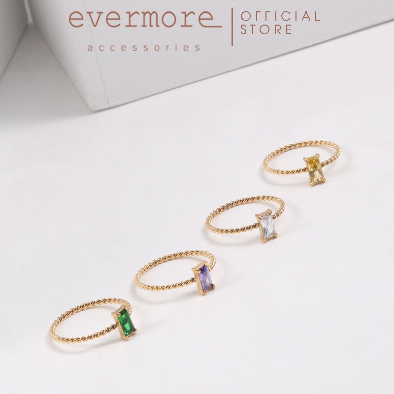 Nhẫn cao cấp pha lê chữ nhật EVERMORE sang trọng, minimalism - N059