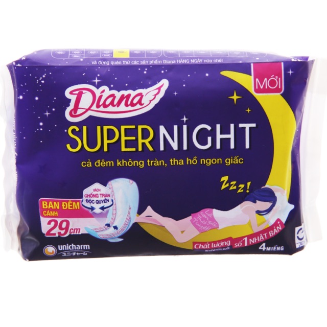 Băng vệ sinh Diana ban đêm siêu bảo vệ 29cm 4 miếng