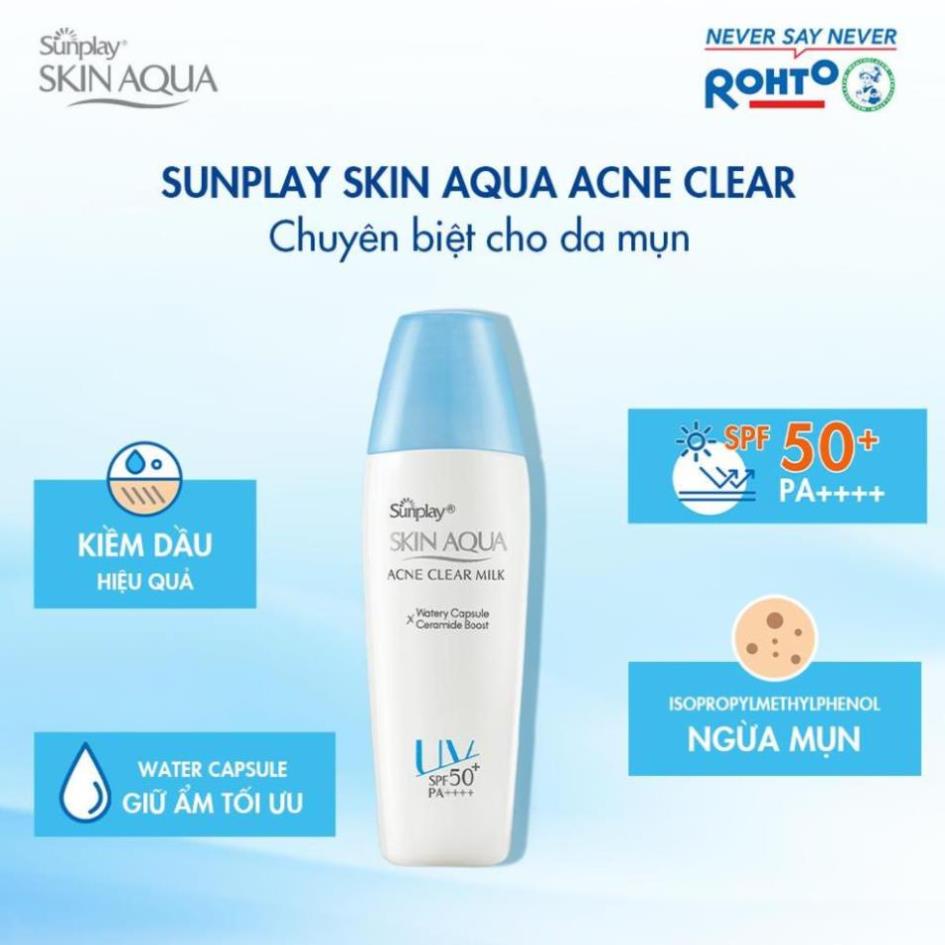 Sữa chống nắng dưỡng da ngừa mụn Sunplay Skin Aqua Acne Clear SPF 50+ PA++++ 25g [Chính Hãng]