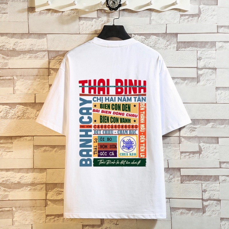 Áo thun nam nữ, áo phông nam nữ tay lỡ unisex, chất vải cotton 100% co dãn 4 chiều in đặc sản Thái Bình