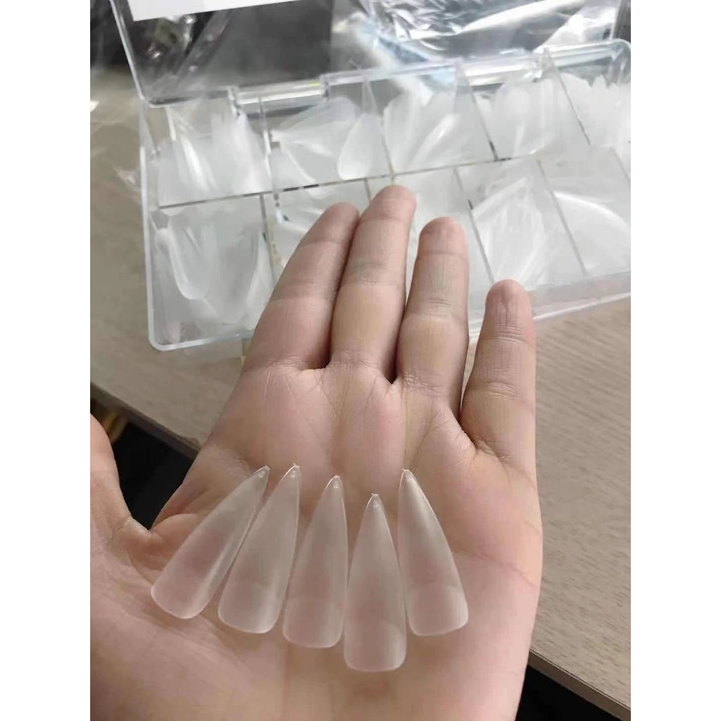 MÓNG ÚP HSM CHÍNH HÃNG - HỘP 500 MÓNG ĐỦ FORM  thang vuông nhọn tròn bầu trong đục