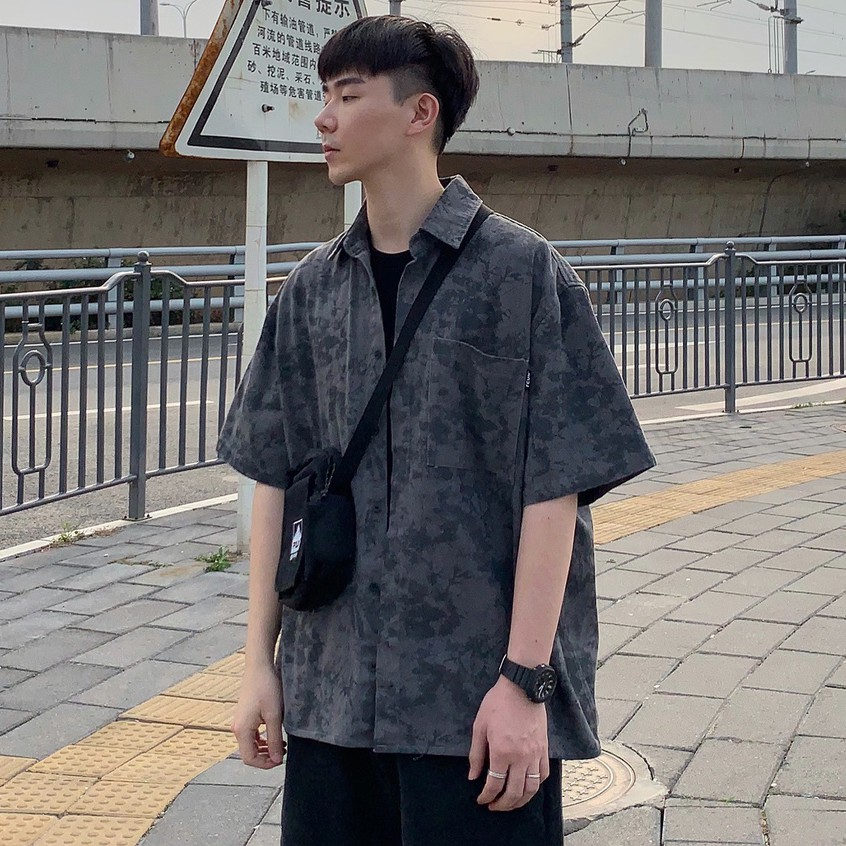 Áo Sơ Mi Tay Ngắn Dáng Rộng Phối Màu Nhuộm Kiểu Hàn Quốc Cá Tính Cho Nam ÁO Sơ Mi Nam Big Size Sơ Mi Nam Cao CấP ÁO Sơ Mi Unisex