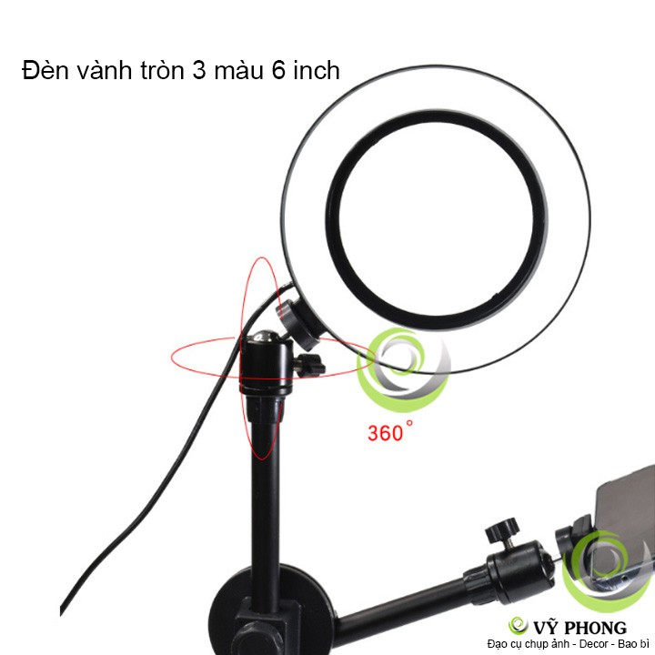 TRIPOD CHÂN ĐẾ GẮN ĐIỆN THOẠI CHỈNH GÓC TÙY Ý 360 ĐỘ CHỤP ẢNH GÓC THẲNG ĐỨNG CÓ ĐÈN VIỀN TRÒN SÁNG 3 MÀU DDC-234