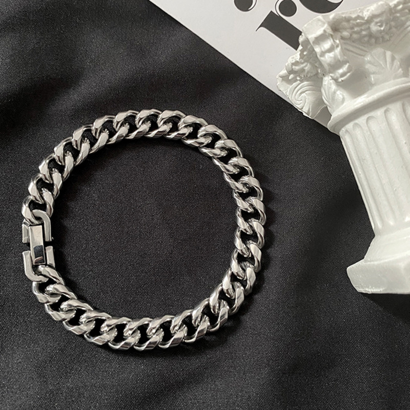Vòng Tay Dây Xích Bằng Thép Titanium Phong Cách Hip Hop 19987