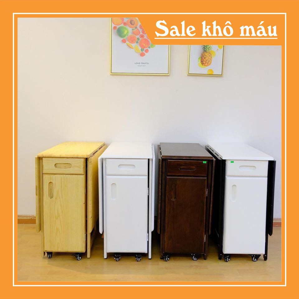 Bàn ăn gỗ sồi tự nhiên thông minh gấp gọn phòng bếp/phòng khách hiện đại (không có ghế)
