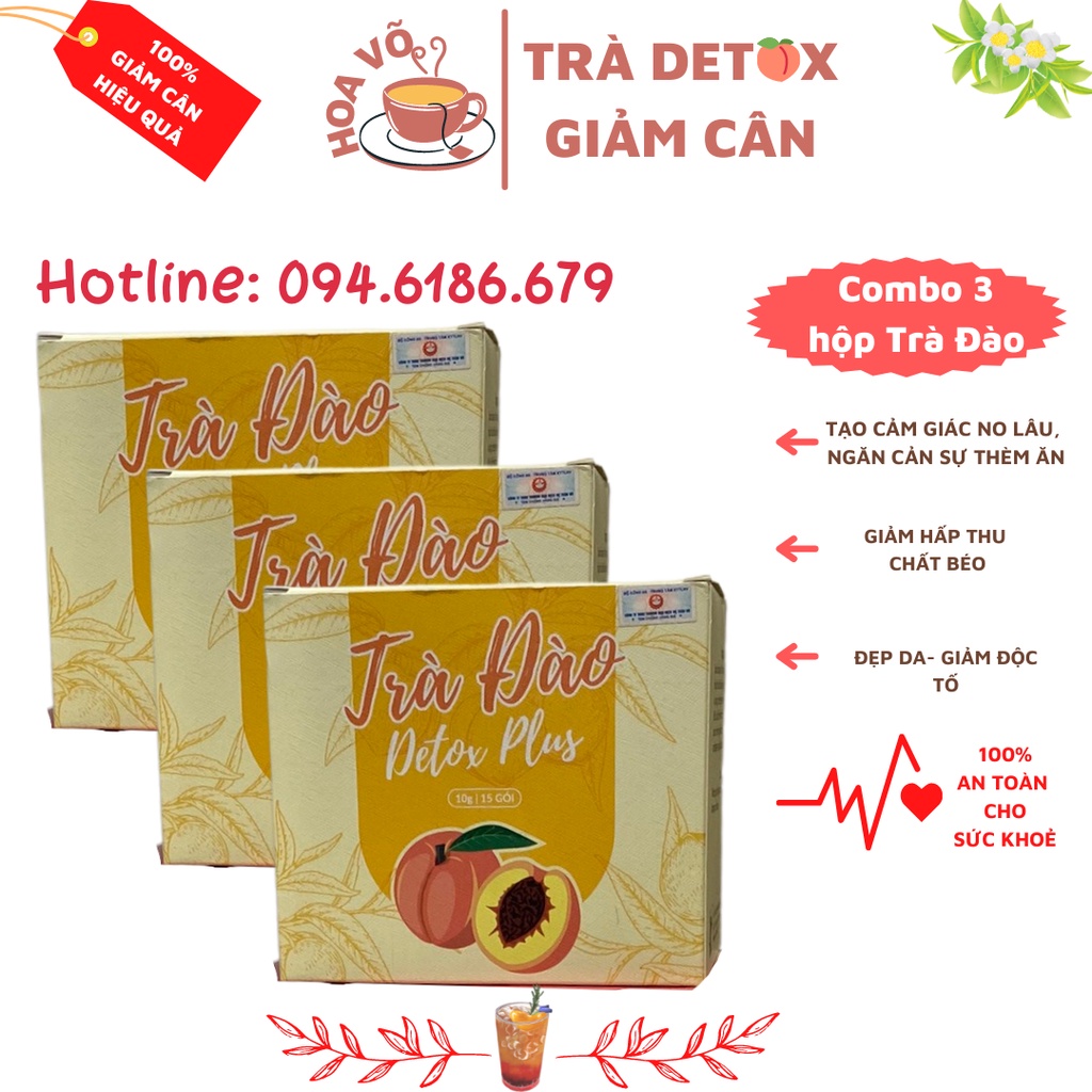 Combo 3 hộp Trà đào Detox Plus 💥 GIÁ SỐC 💥 Trà Detox Plus hỗ trợ giảm cân hiệu quả, nhanh chóng và an toàn