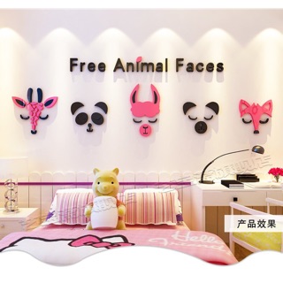 Tranh dán tường mica free animal trang trí phòng khách, phòng ngủ, khu vui chơi cho bé