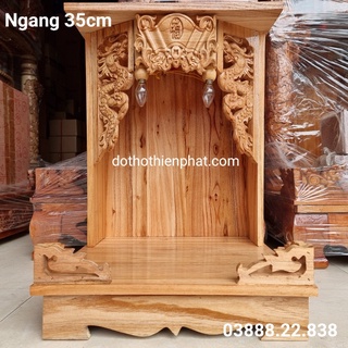 Bàn thờ thần tài ông địa gỗ xoan ngang 35 cm mẫu mới