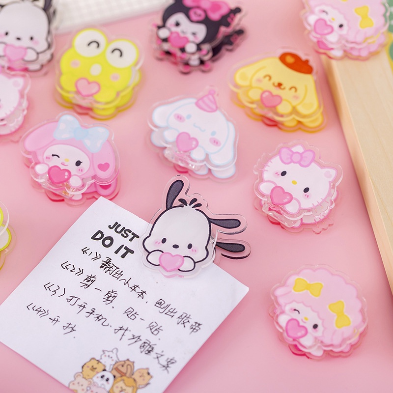 1 Kẹp Hai Mặt Bằng Acrylic Trong Suốt In Hình Kuromi Sanrio Dễ Thương