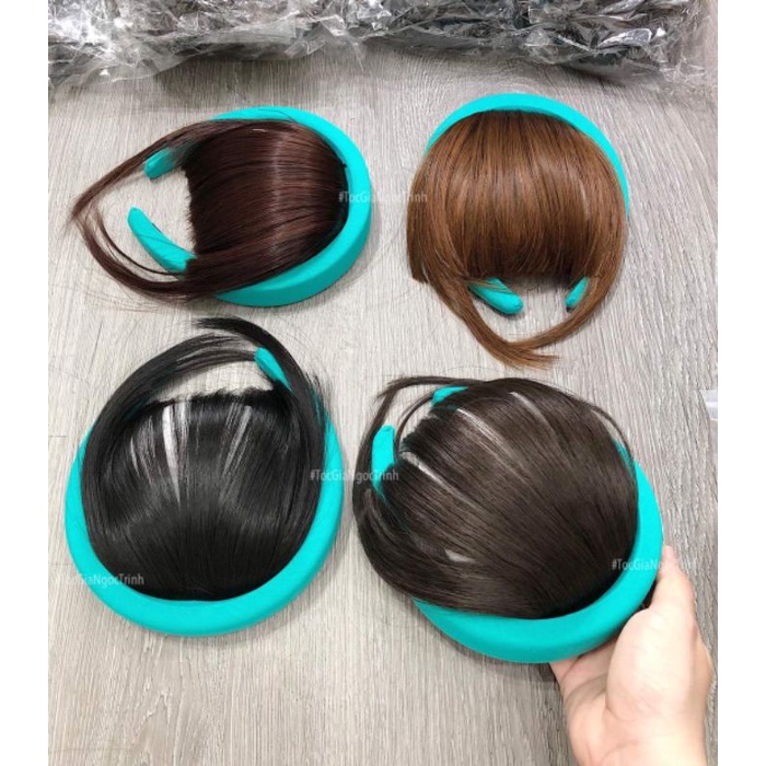 tóc mái giả đính cài xanh mới