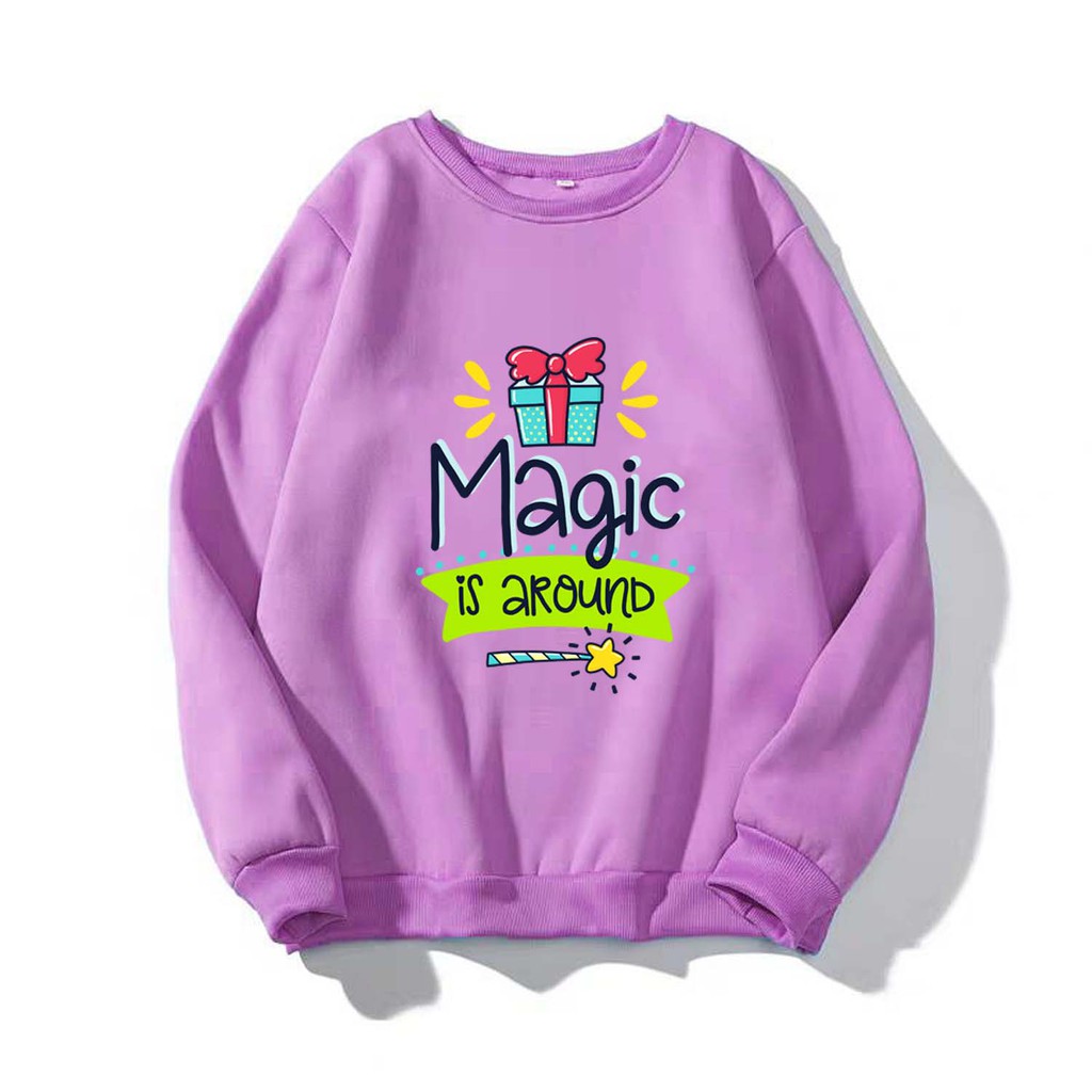 Áo Sweater chui đầu nam nữ in hình Magic is Around dễ thương, thích hợp làm áo cặp William - DS96