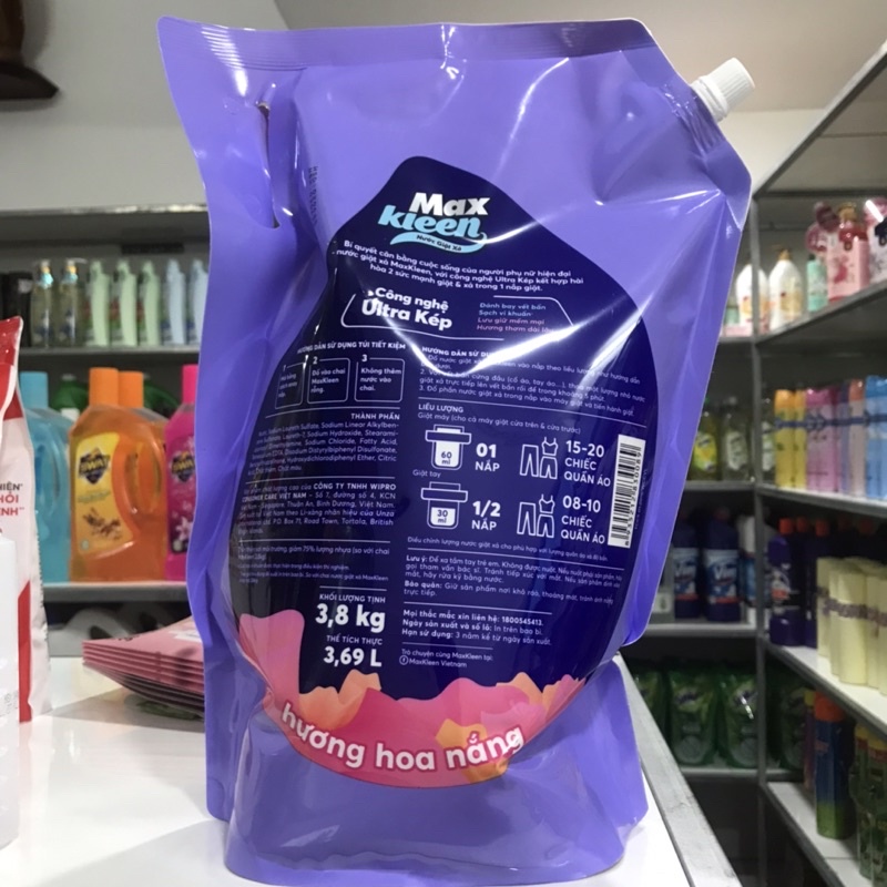 Nước giặt xả MaxKleen hương hoa nắng túi 3.8kg