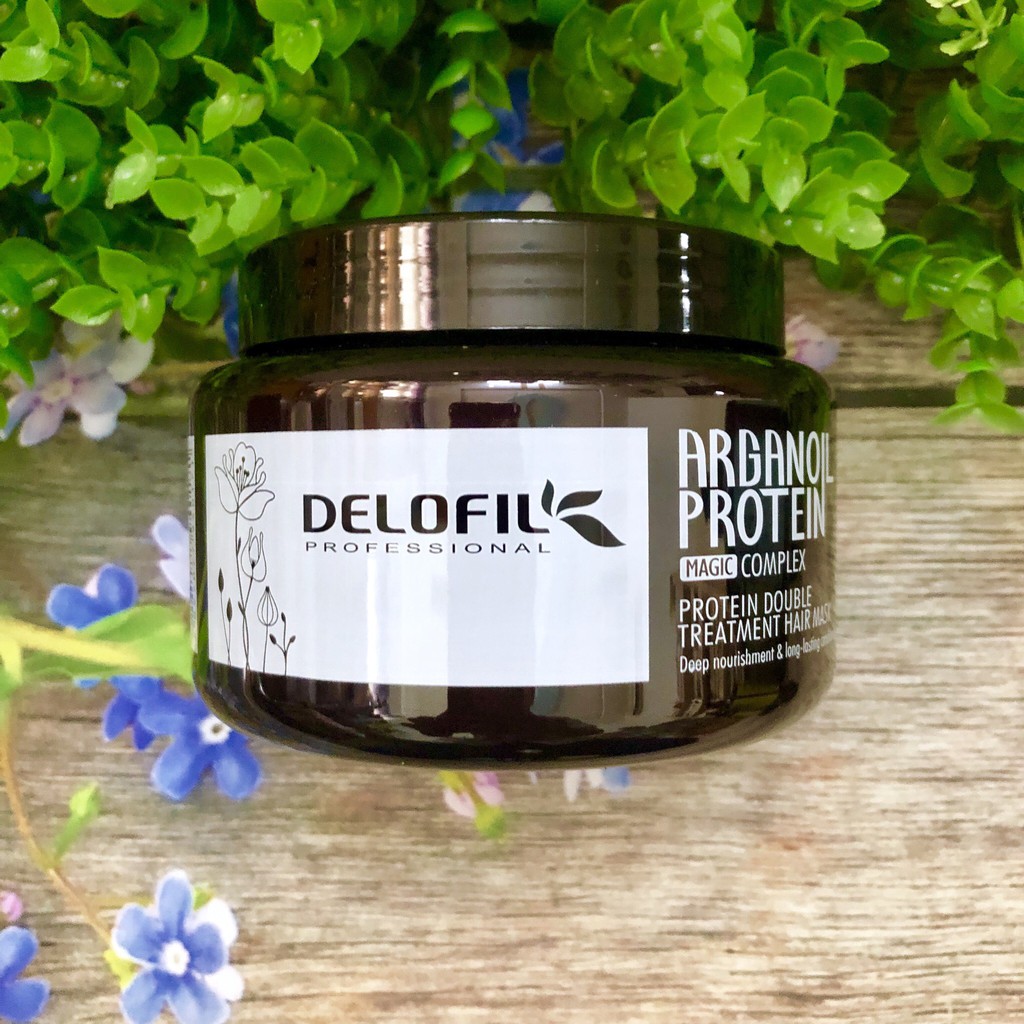 Hấp dầu Delofil Arganoil Protein phục hồi chuyên sâu tóc hư tổn nặng 500ml (hũ)