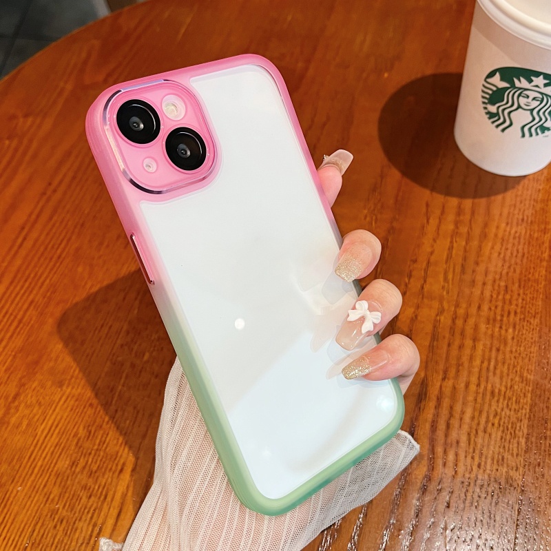 Ốp Điện Thoại Cứng Trong Suốt Chống Sốc Màu Gradient Cho iPhone 14 13 12 11 Pro Max