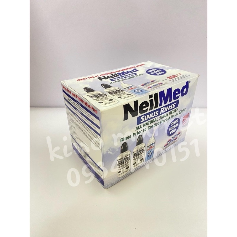 Bộ sản phẩm nước muối rửa mũi (nước muối sinh lý) Neilmed Sinus Rinse 250 gói (5/2024)