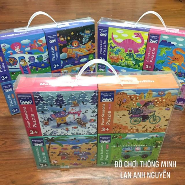 ĐỒ CHƠI THÔNG MINH - BỘ 4 HỘP PUZZLE NHIỀU CẤP ĐỘ
